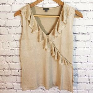 Ann Taylor Sleeveless Tan Blouse size Small